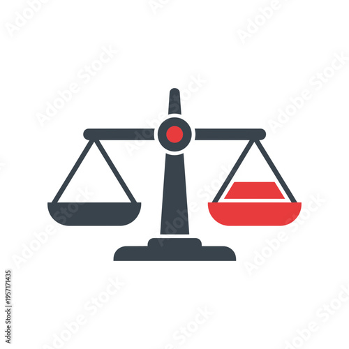 Scales with one side filled with red liquid, symbolizing balance or justice.