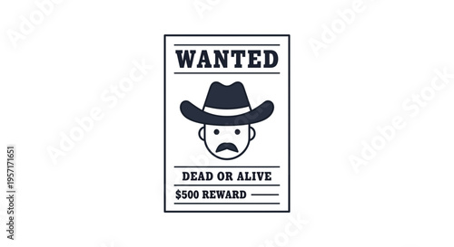 Wanted poster featuring a cartoon cowboy face with a hat and mustache.