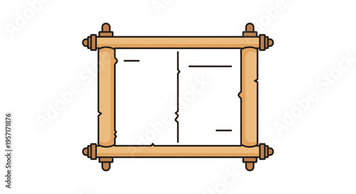 Wooden picture frame with a simple rectangular design and decorative corner accents.
