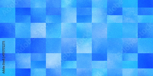 Canvas Print 青色のグラデーションが美しい、幾何学的なノイズテクスチャのグラフィック背景