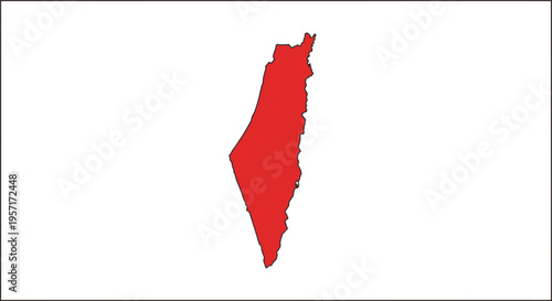 Map outline of Israel in red with no background.