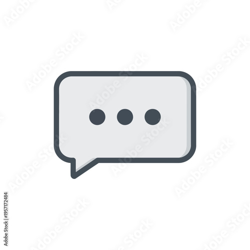 Speech bubble icon with three dots representing a message or conversation.