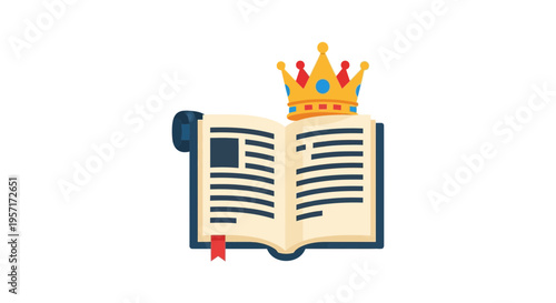 Open book with a crown on top, symbolizing knowledge or achievement.