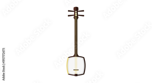 Traditional Chinese stringed instrument with a rectangular body and long neck.