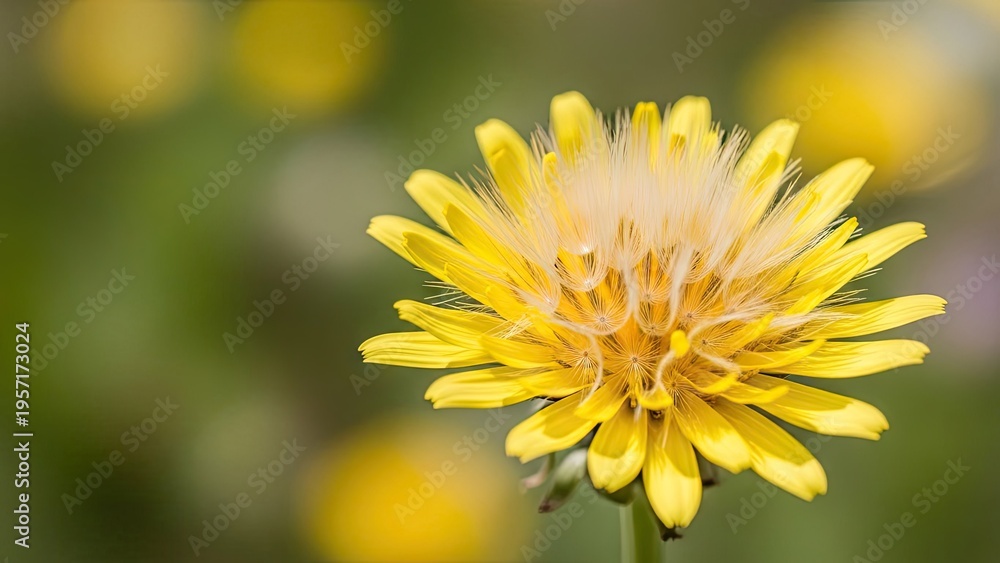 Fototapeta premium A close-up of a vibrant yellow dandelion flower in a natural setting