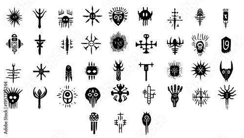 Vector tribal logo set, black silhouette logo set design