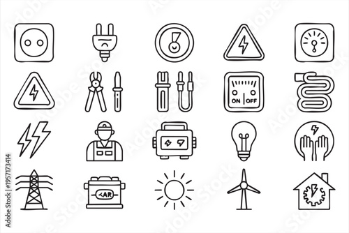 Minimal Energy Symbol Set with Plug Lightning and Smart Home Concepts