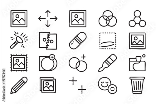 Outline Photo Tools Collection for Software Interface and Layout Design