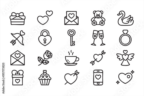 Valentines Icons Pack for Dating Wedding and Love Celebration Concepts