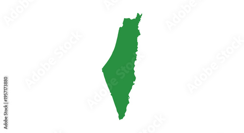 Simple green silhouette of the country of Israel.