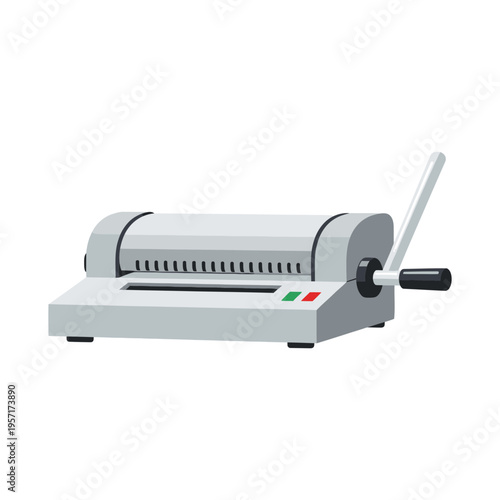Manual pasta machine for rolling and cutting dough into pasta shapes.