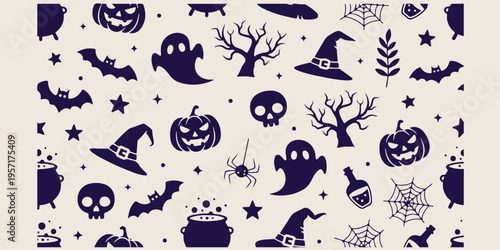 Halloween spooky pattern, scary holiday doodles, pumpkin and ghost sketches, hand drawn horror icons, festive halloween illustration, night party graphics, gothic holiday elements