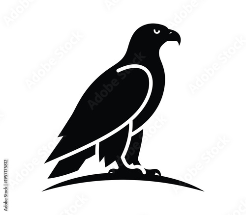 Vector of a solitary eagle perched proudly on a simple base