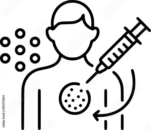 Medical of Syringe Injecting Vaccine into Human Body with Cells injection