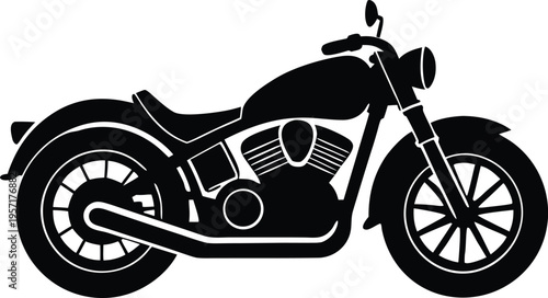 Classic cruiser motorcycle bike black silhouette vector icon illustration