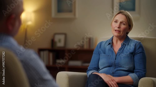 Therapist Provides Empathetic Guidance To Woman While Discussing Mental Health Concerns In Cozy Setting