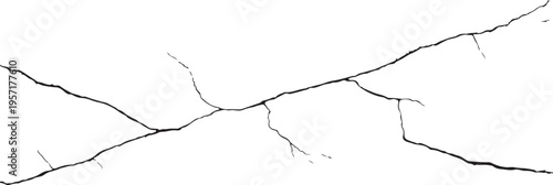 Black jagged crack line isolated on a plain white background