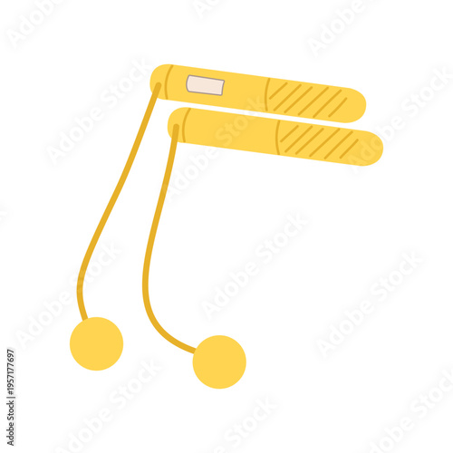 Yellow cordless jump rope with weighted balls and handles for indoor cardio workout, fitness equipment