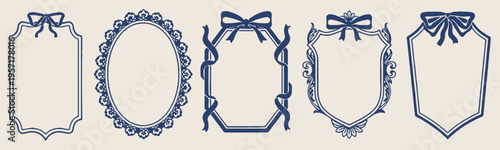 Ribbon frame border, decorative bow sketch, hand drawn gift frame, festive celebration border, wedding invitation graphics, craft and hobby doodles, cute knot illustration.