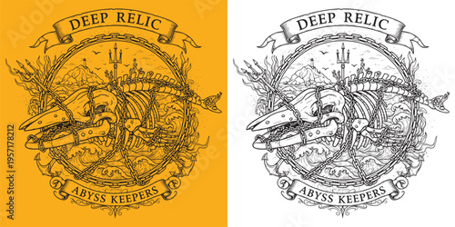 Deep Relic Abyss Keepers Whale Skeleton Underwater Ocean Relic Illustration