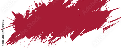 Dark red paint splatter texture on white background