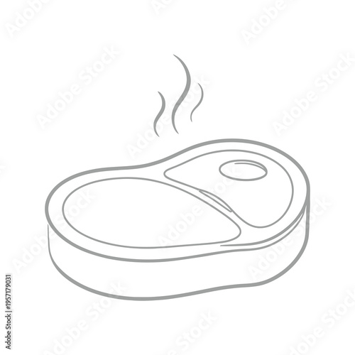 Vector of a sizzling steak with steam rising from the top