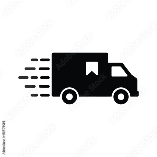 Vector of a delivery truck speeding with a bookmark on its side