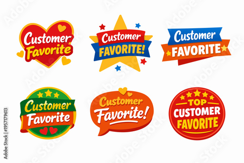 Customer favorite quality badge collection showing best product recommendation and top service labels