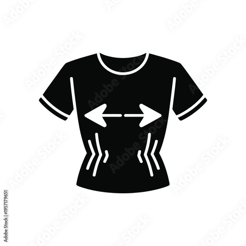 Vector of a t-shirt with arrows indicating stretchable fabric