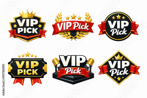 Vip pick badge collection representing premium exclusive selection for important customers and special members
