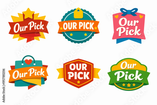 Our pick badges and labels set for product selection, recommendation, and best choice marketing campaigns