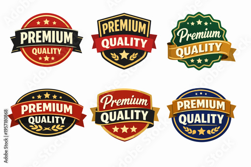 Premium quality vintage badges collection for product labels, guarantee seals, and award emblems