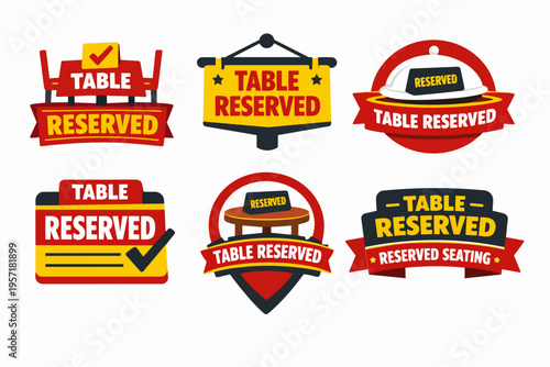 Table reserved labels set designing for restaurants, cafes, and event pre-booking services