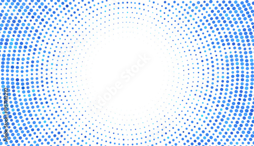 Halftone gradient sun rays pattern. abstract halftone vector dots background. blue dots pattern. pop art, comic small dots. star rays