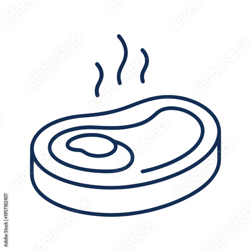 Hot steaming vector of a perfectly cooked steak with grill marks
