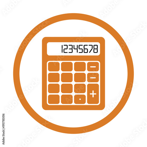 Vector of an orange calculator displaying numbers with a circular background