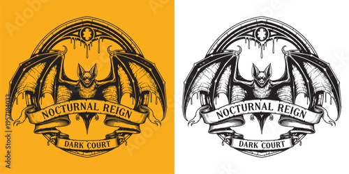 Nocturnal Reign Dark Court Gothic Bat Cathedral Frame Art