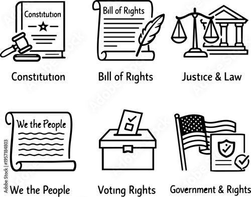 Vector line icon law justice government