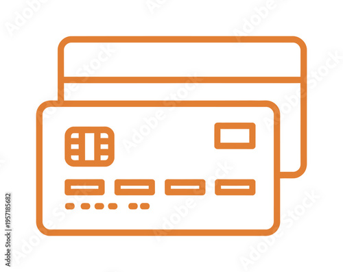 Vector of two overlapping credit cards with a chip and magnetic stripe