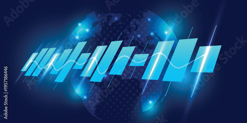 Stock market and forex trading graph. Candle stick concept global financial index.