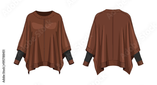 This versatile brown loose-fit top with dark undersleeves showcases a relaxed modern aesthetic perfect for everyday casual comfort illustration