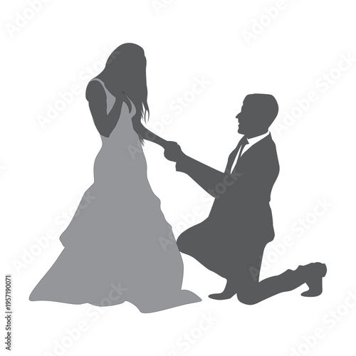 romantic silhouette of a wedding proposal moment