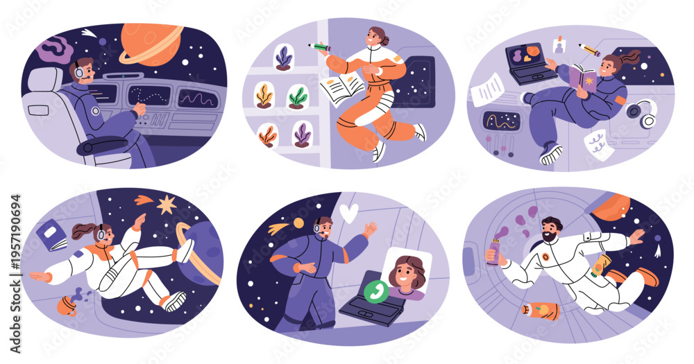 Photography Astronauts characters in spaceship scenes