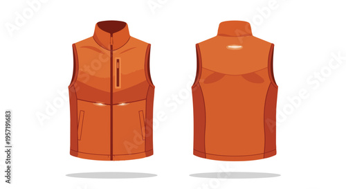 This vibrant orange sleeveless vest provides versatile comfort and warmth for diverse outdoor activities showcasing a stylish design for layered wear
