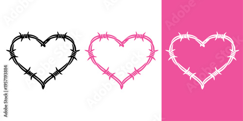 Logotipo con un dibujo con líneas de un corazón hecho con alambre de púas, que simboliza el amor, el dolor y la lucha emocional