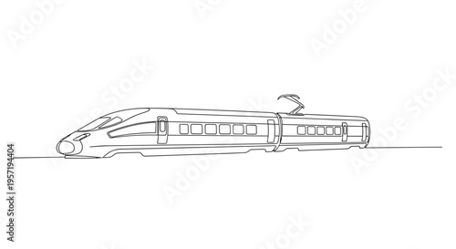 Modern high-speed passenger train side view line drawing