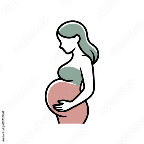 Pregnant mother vector icon graphic isolated sketch illustration on white background.