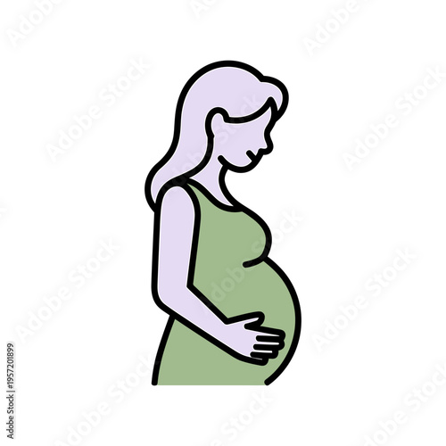 Pregnant mother vector icon graphic isolated sketch illustration on white background.