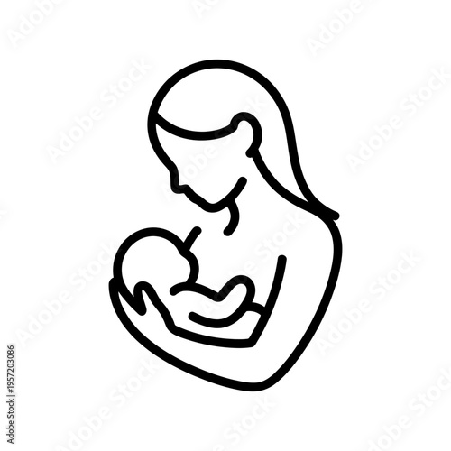 Breastfeeding mother  vector icon graphic isolated sketch illustration on white background.