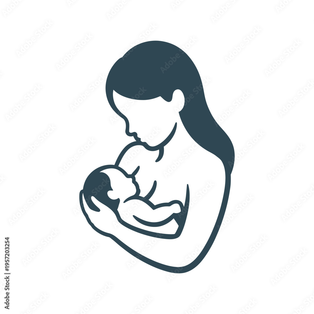 Obraz premium Breastfeeding mother vector icon graphic isolated sketch illustration on white background.